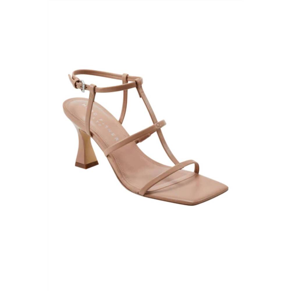 Marc Fisher Nude Strappy T-Strap Heeled Sandals